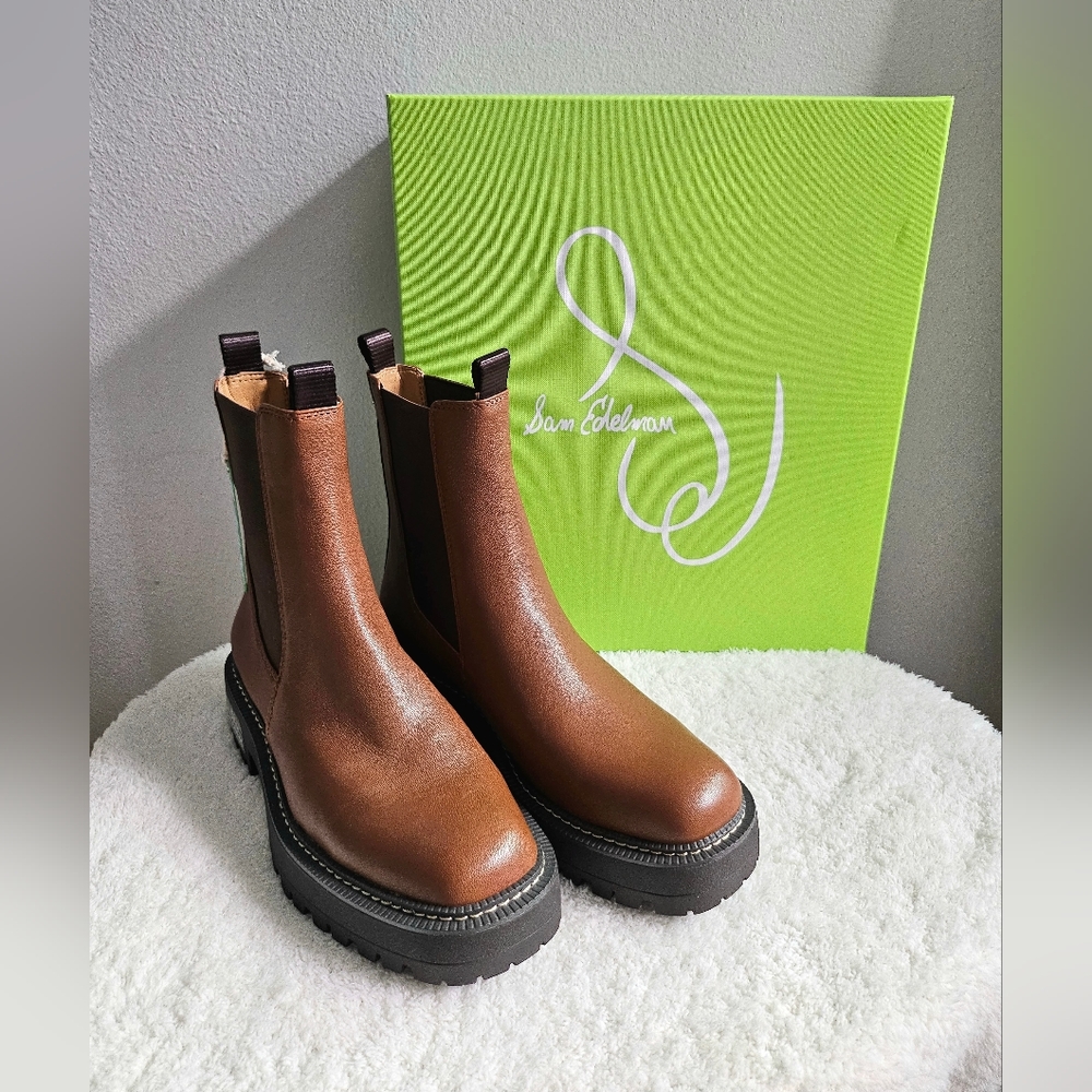 Sam Edelman Brown Laguna Lug Sole Chelsea Bootie